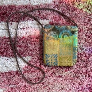 Yellow and Blue Geometric Crossbody Bag